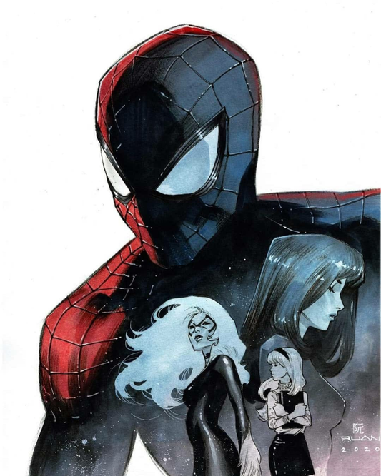 Spider Man With Three Women 943 Print Poster