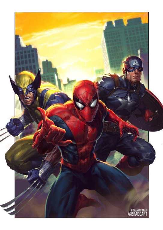 Spider Man Wolverine Captain America 5421 Print Poster