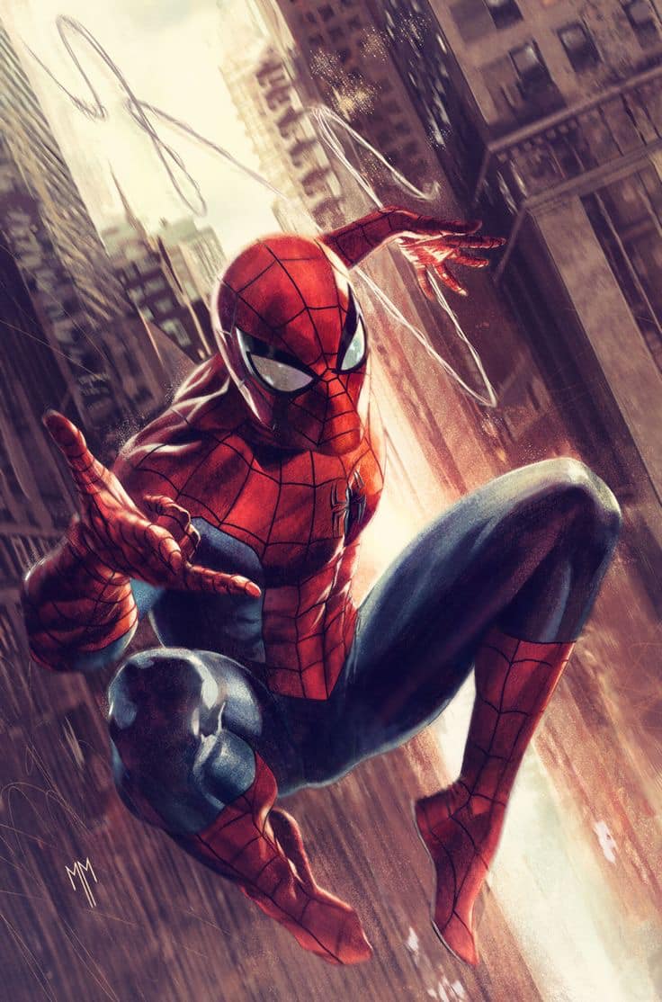 Spiderman Action Cityscape Print Poster