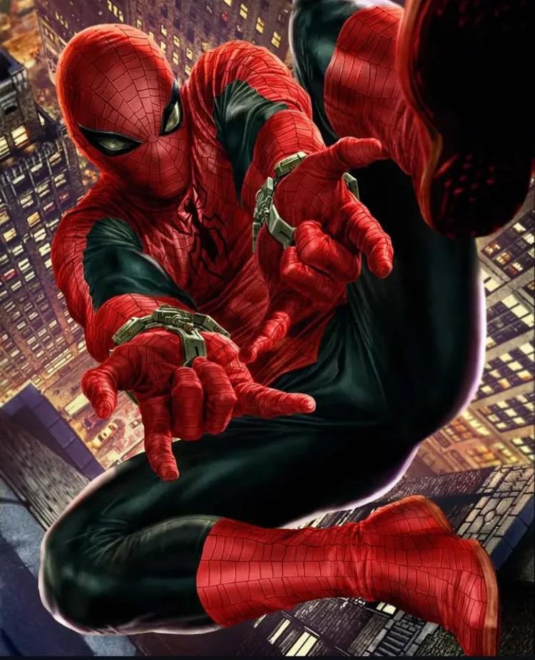 Spiderman Action Pose Cityscape Print Poster