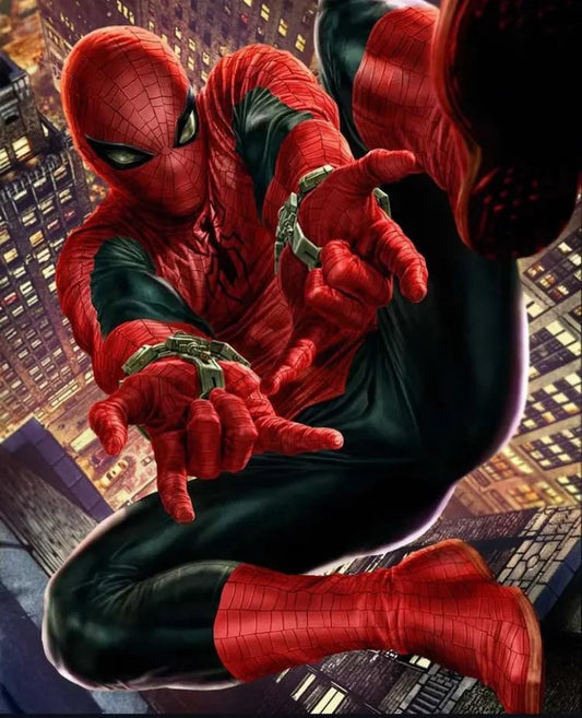 Spiderman Action Pose Cityscape Print Poster