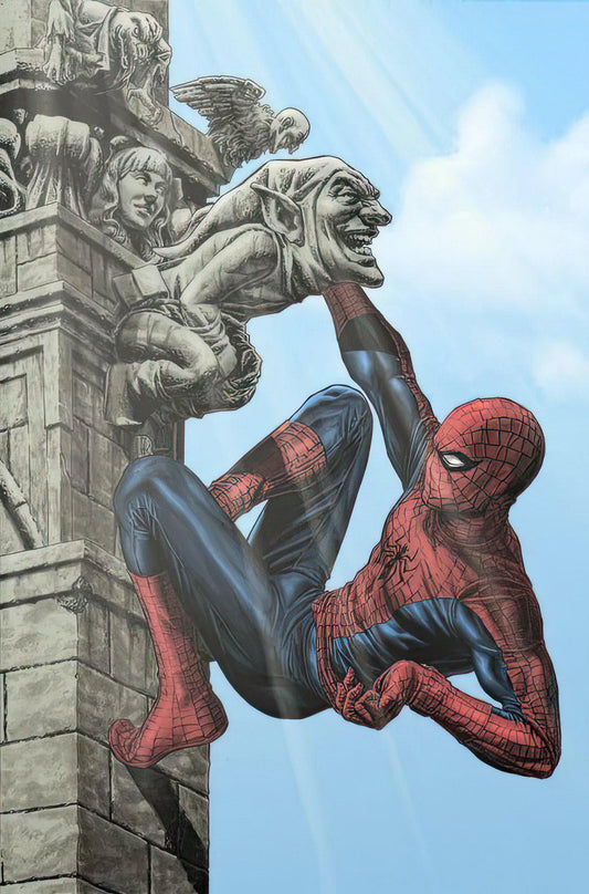 Spiderman Action Statue Background Print Poster