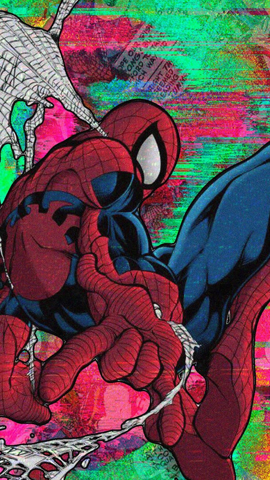 Spiderman Artwork Colorful Background Print Poster