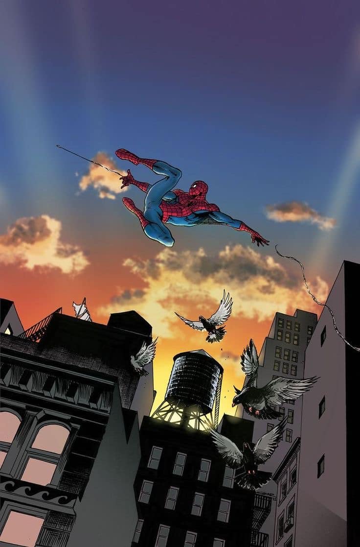 Spiderman City Sunset Print Poster