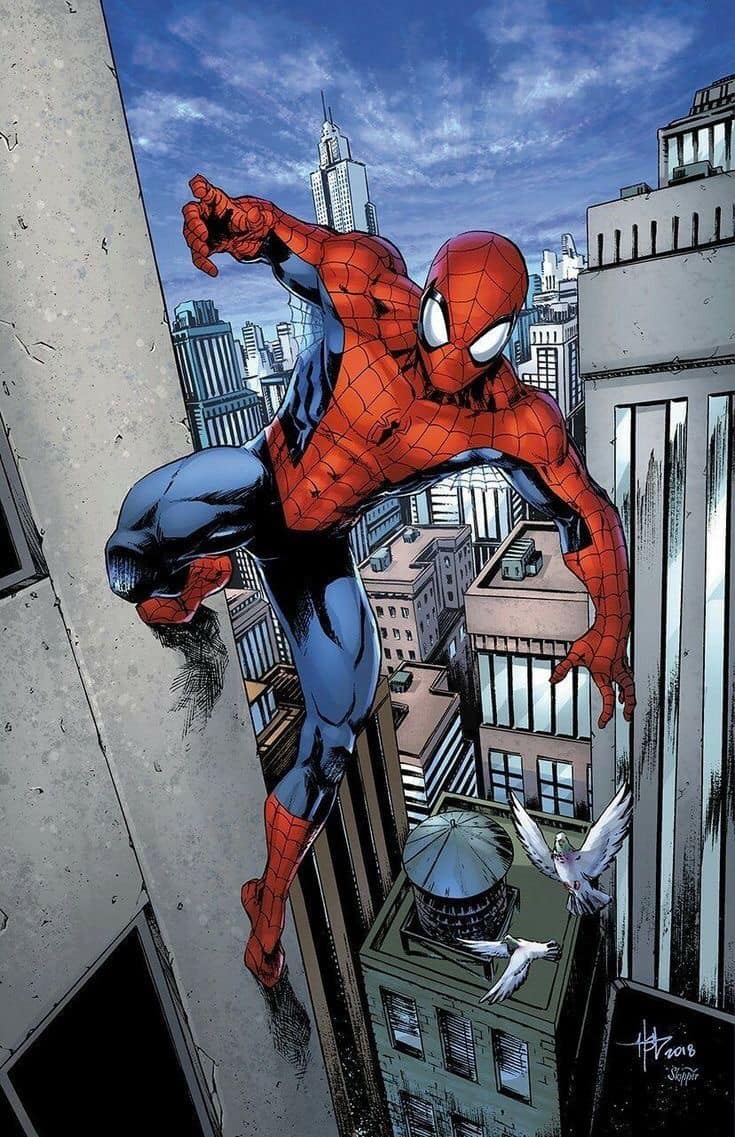 Spiderman Cityscape Action Print Poster