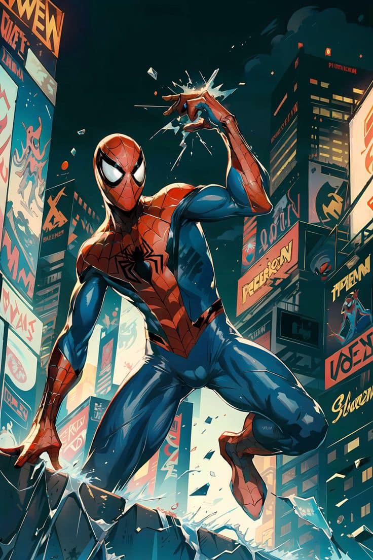 Spiderman Cityscape Action (2) Print Poster