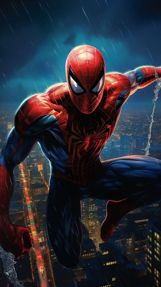 Spiderman Cityscape Night Print Poster