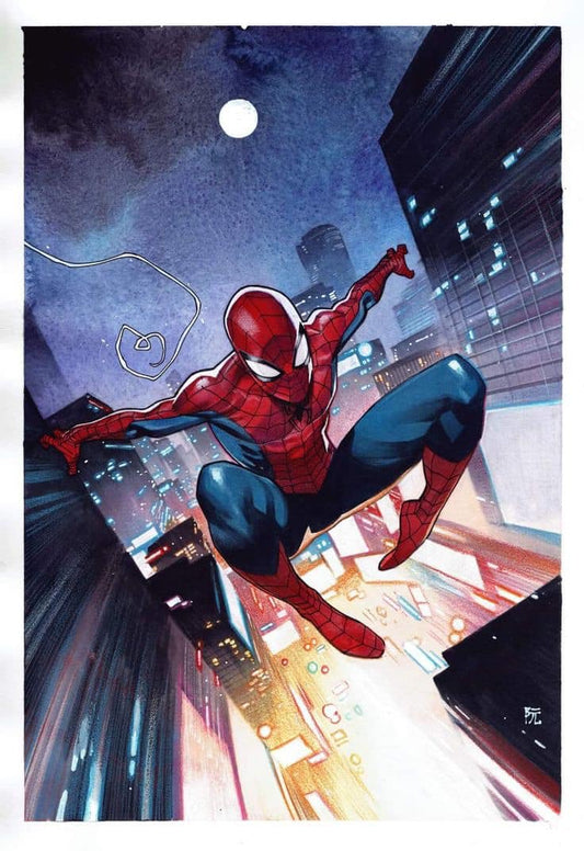 Spiderman Cityscape Night (2) Print Poster
