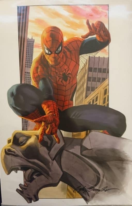 Spiderman Gargoyle Cityscape Art Print Poster