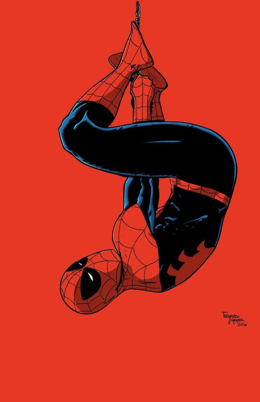 Spiderman Illustration Red Background Print Poster