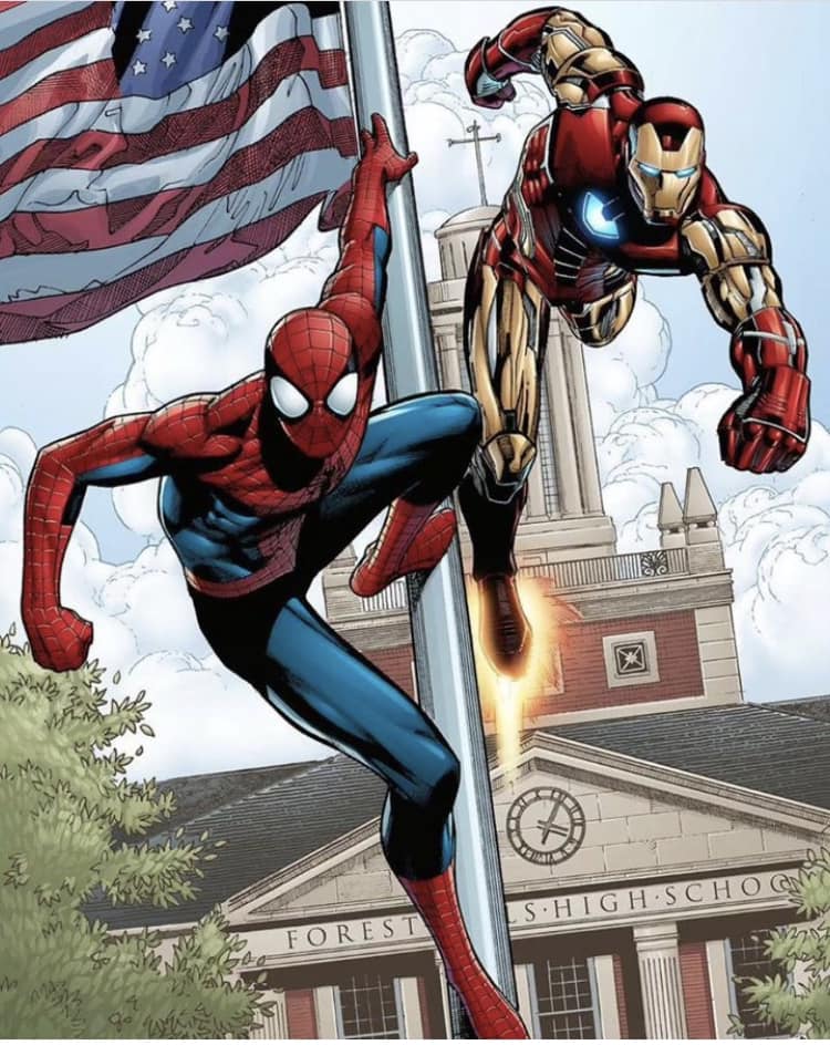 Spiderman Ironman Forest High School Print Poster