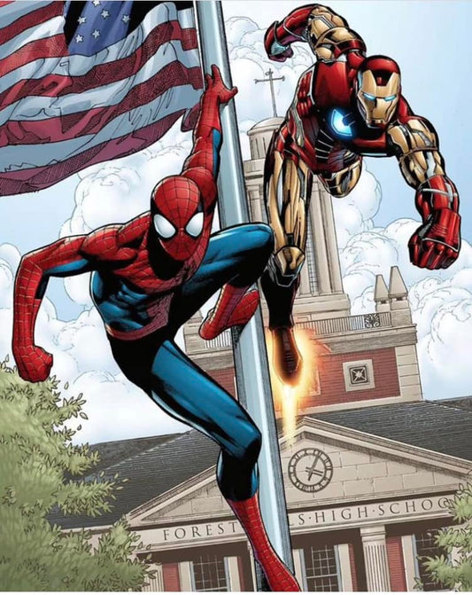 Spiderman Ironman Forest High School Print Poster