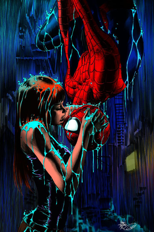Spiderman Kiss Rainy Night Print Poster
