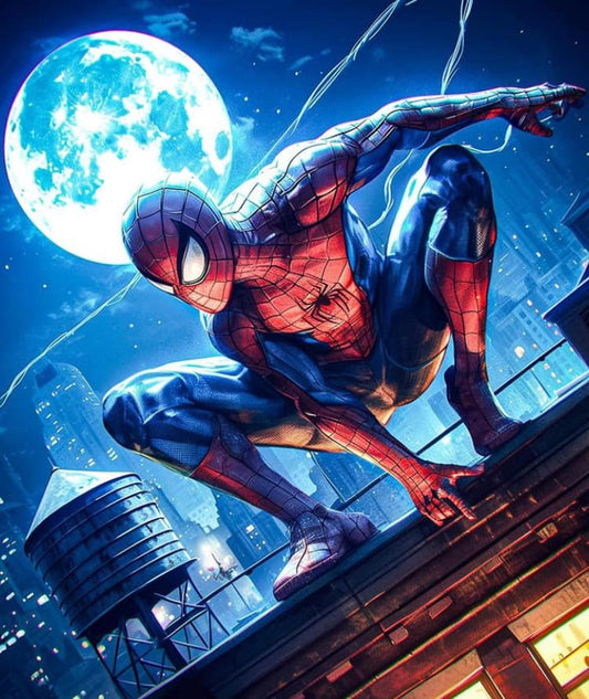 Spiderman Night Cityscape (3) Print Poster