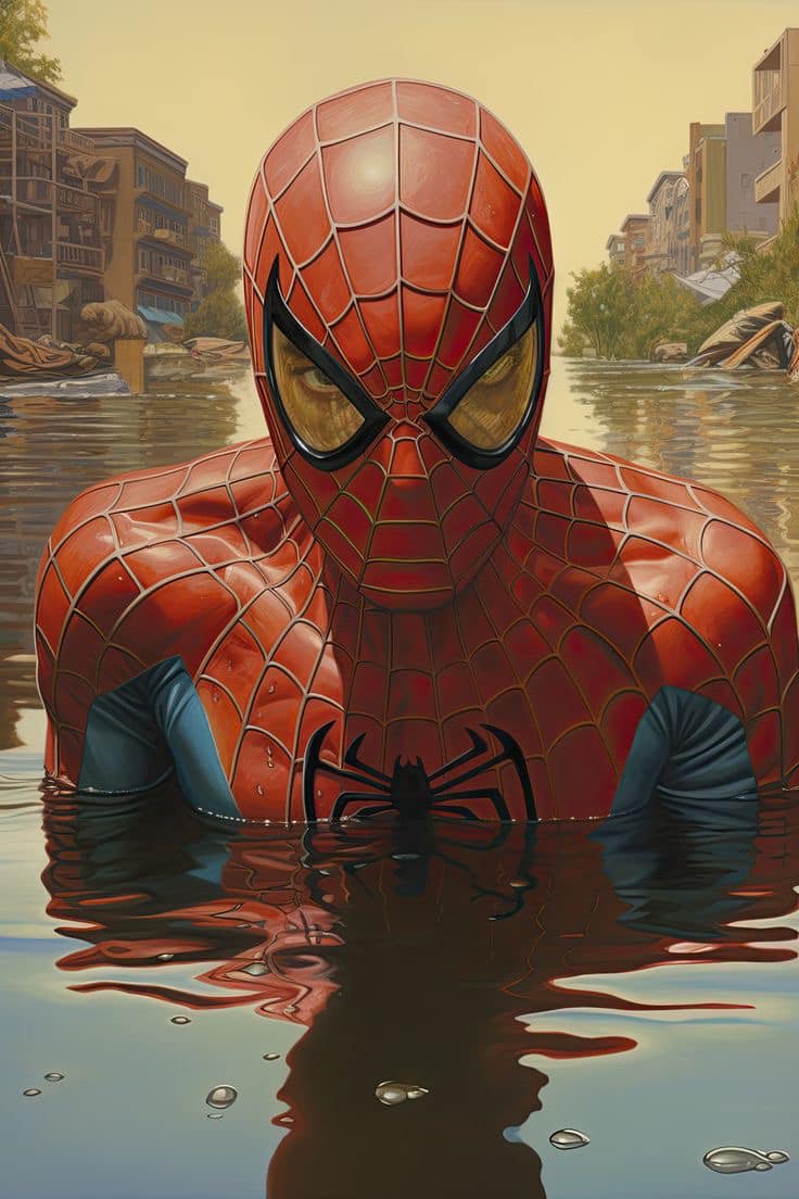 Spiderman Reflection In Water Print Poster