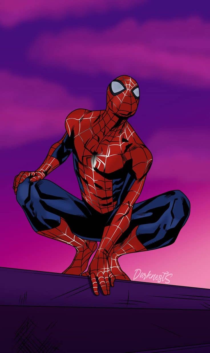 Spiderman Silhouette Urban Nightscape Print Poster