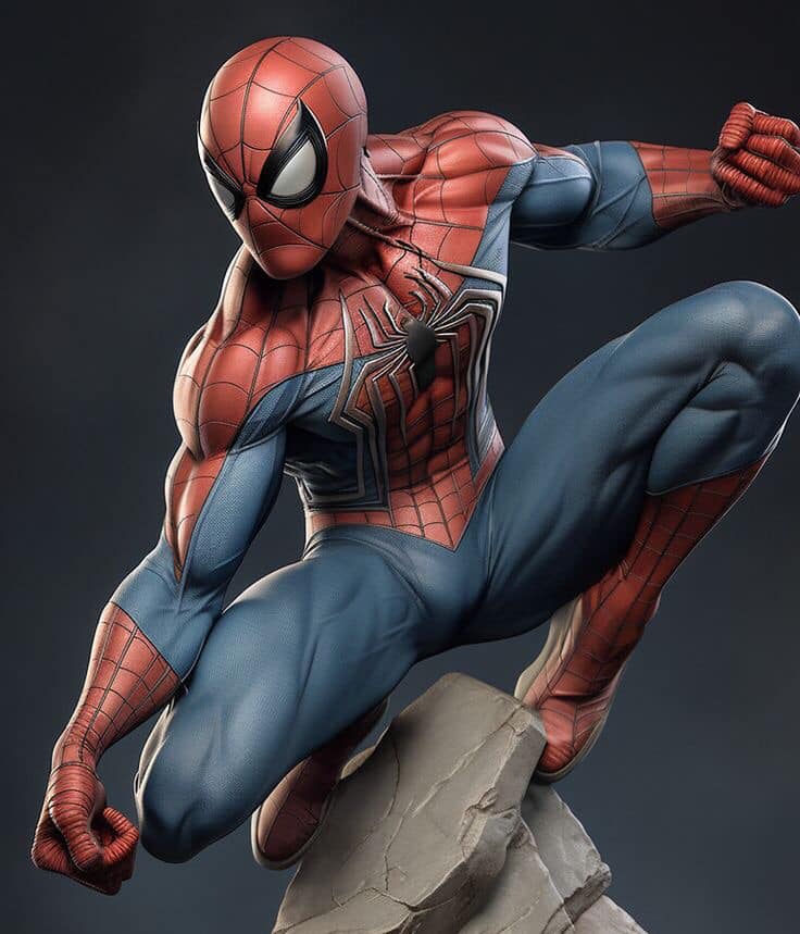 Spiderman Statue Action Pose Print Poster