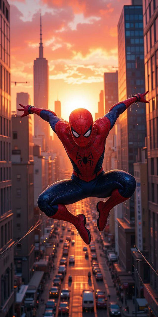 Spiderman Sunset Cityscape (2) Print Poster