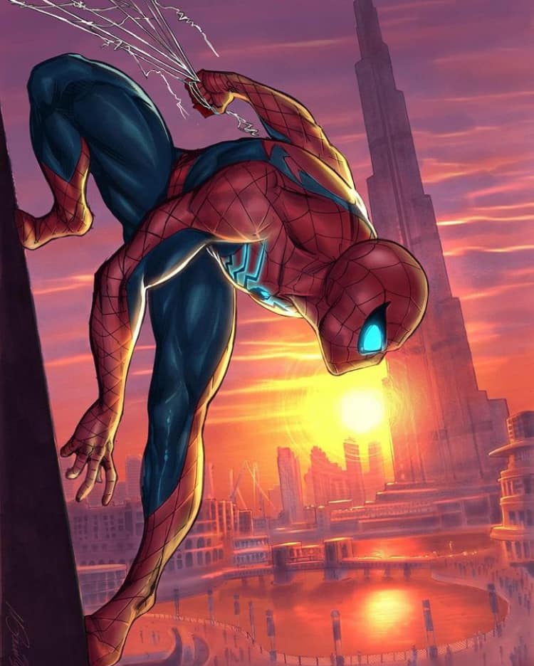 Spiderman Sunset Cityscape Jigsaw Puzzle