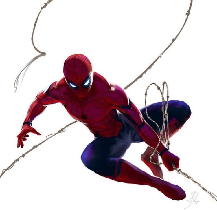 Spiderman Swinging Action Print Poster