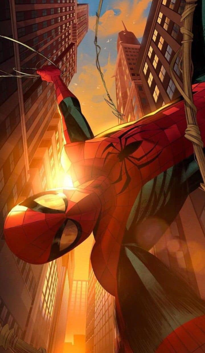 Spiderman Swinging City Sunset Jigsaw Puzzle