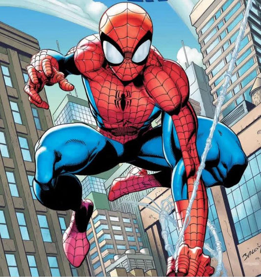 Spiderman Swinging Cityscape (1) Print Poster