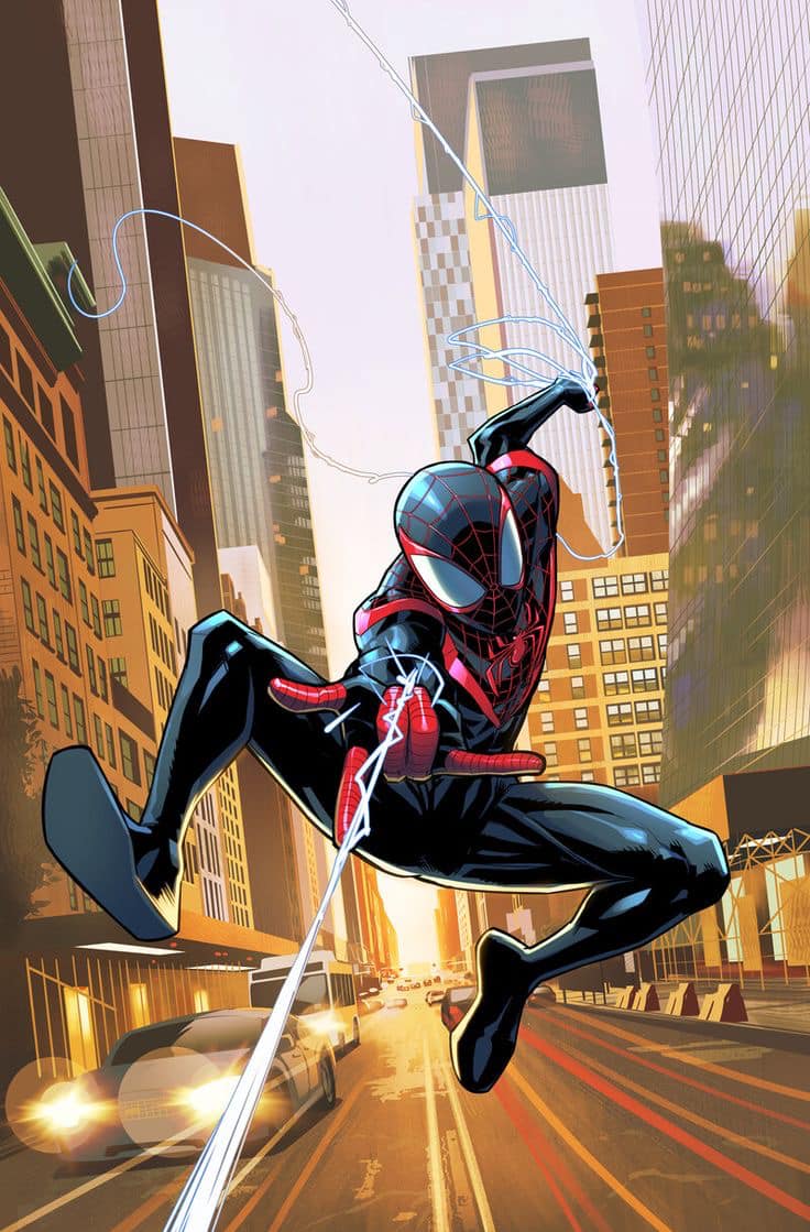 Spiderman Swinging Urban Setting Jigsaw Puzzle