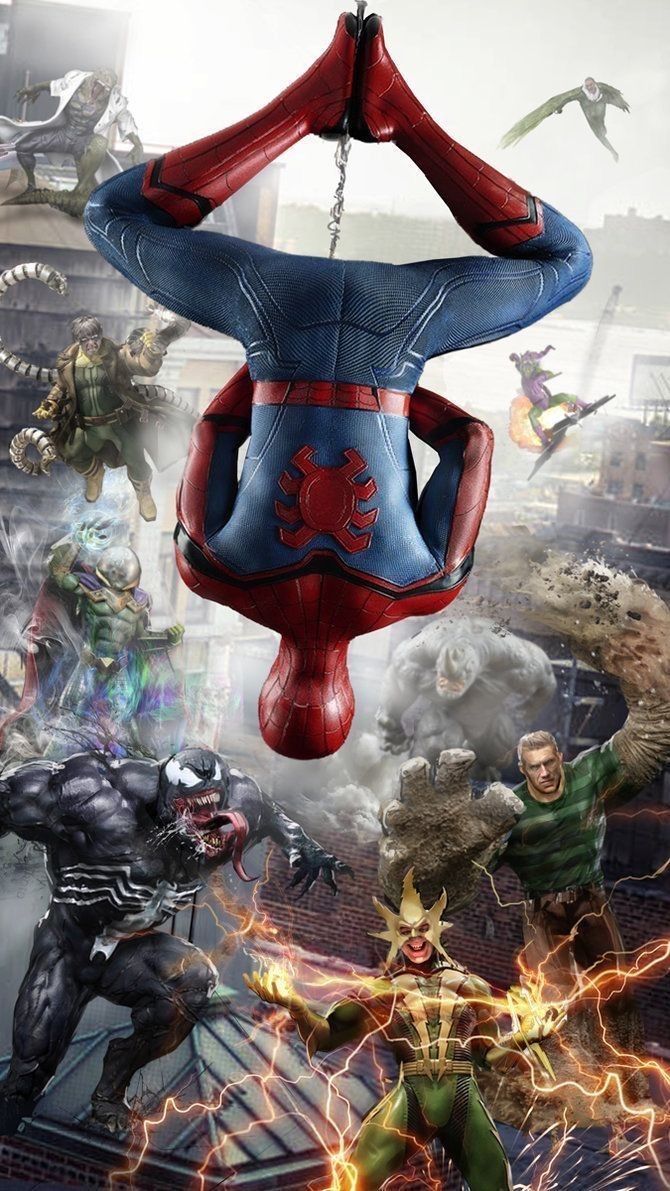 Spiderman Villains Battle Scene Print Poster
