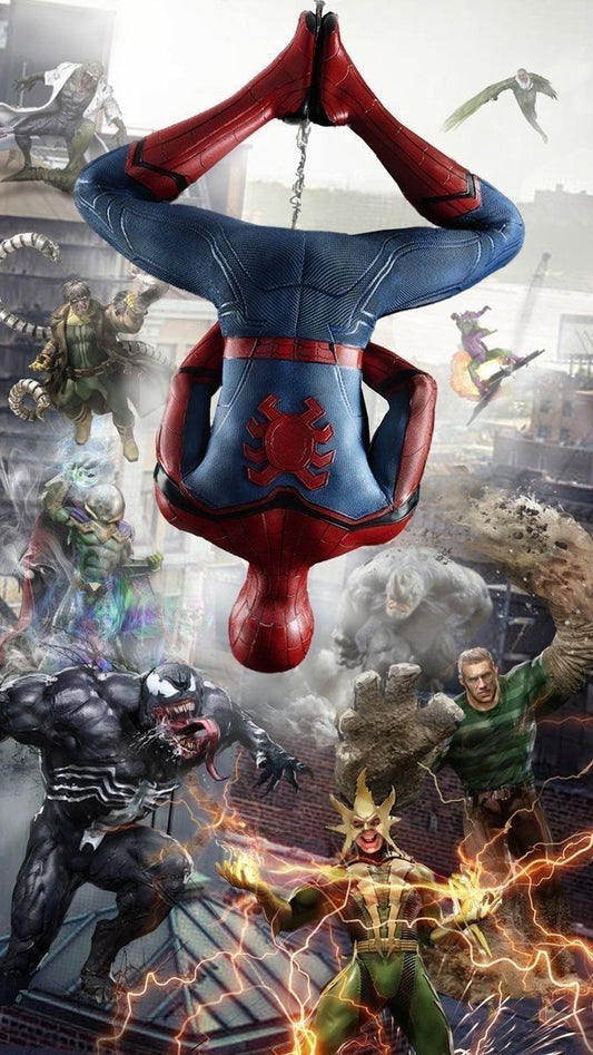 Spiderman Villains Battle Scene Print Poster