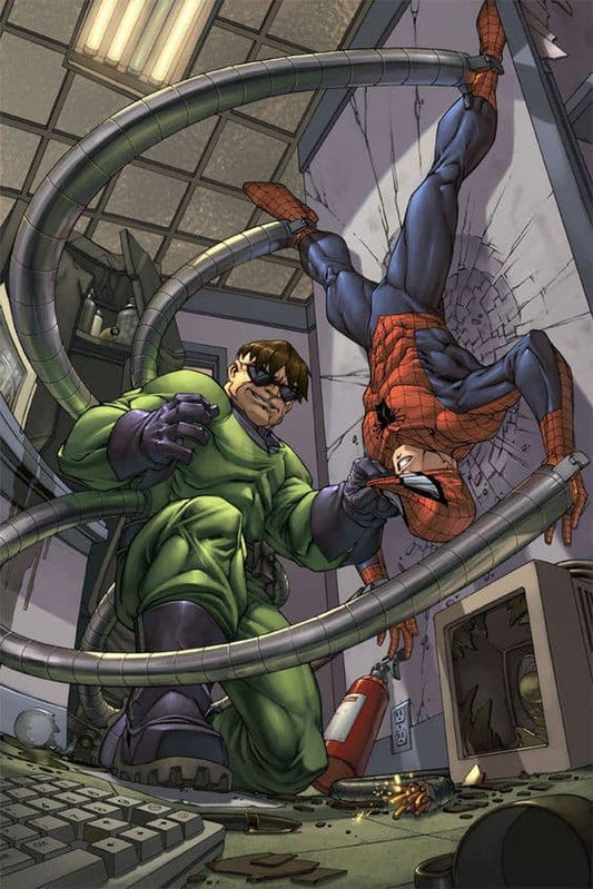 Spiderman Vs Doc Oc Comic Scene Print Poster