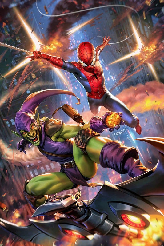 Spiderman Vs Green Goblin Battle Scene Print Poster