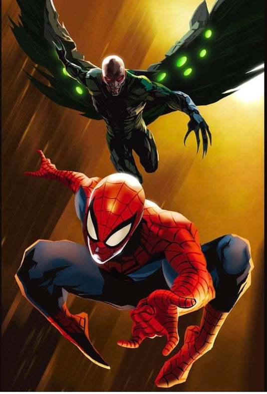 Spiderman Vs Vulture Action Scene Print Poster