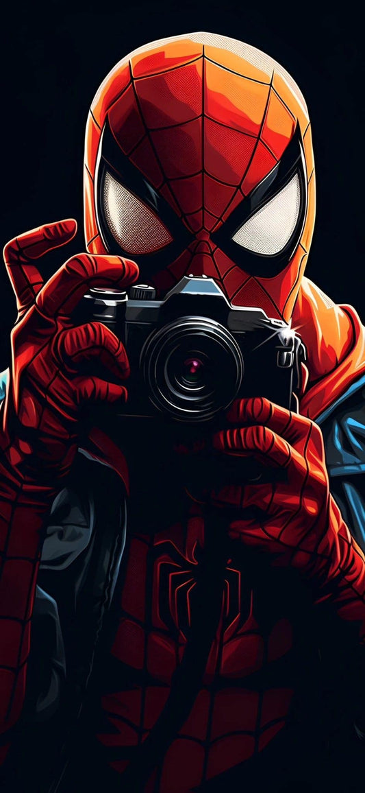 Spiderman With Camera Print Poster