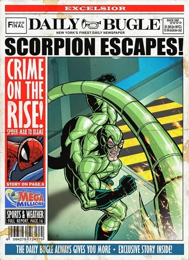 Spiderman Daily Bugle Scorpion Escapes! Marvel Avengers