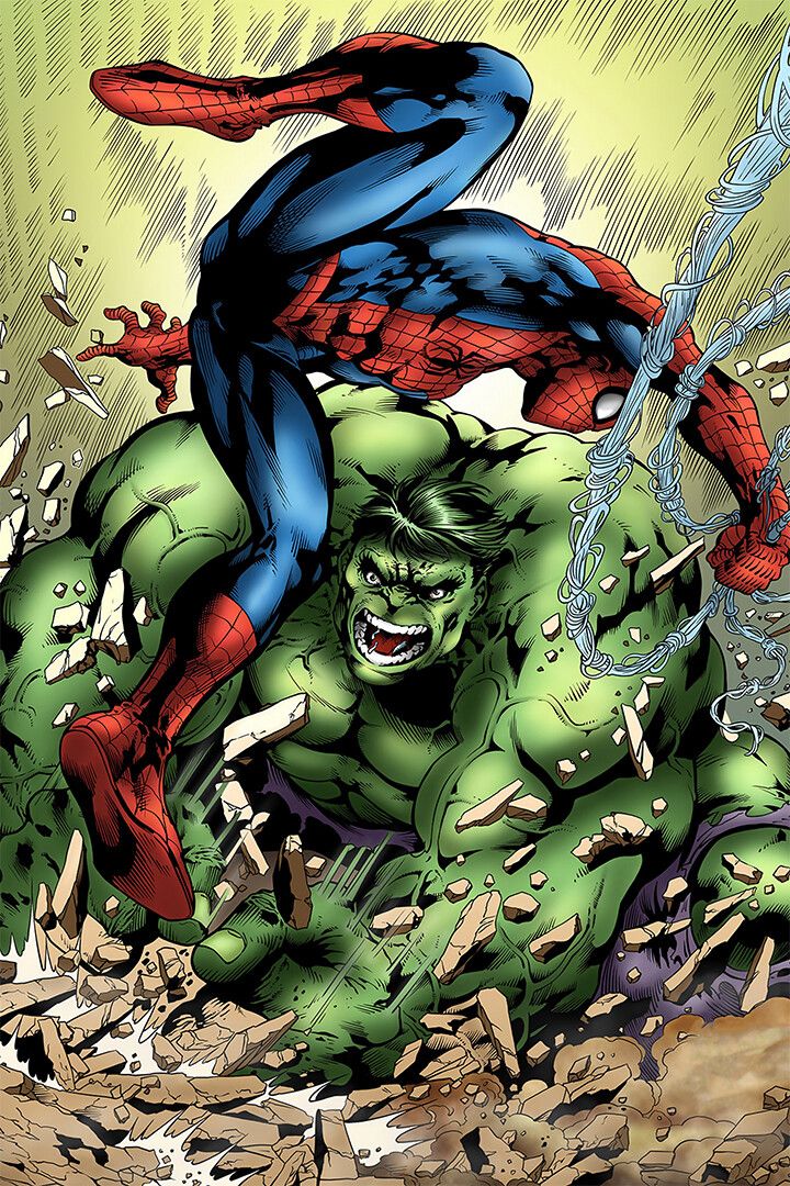 Spiderman And Hulk Battle Comic Book Decor Wall Art Jigsaw Puzzle
