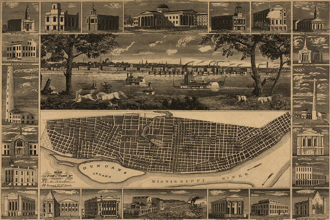St Louis Missouri Map Old City Map Vintage Style Jigsaw Puzzle