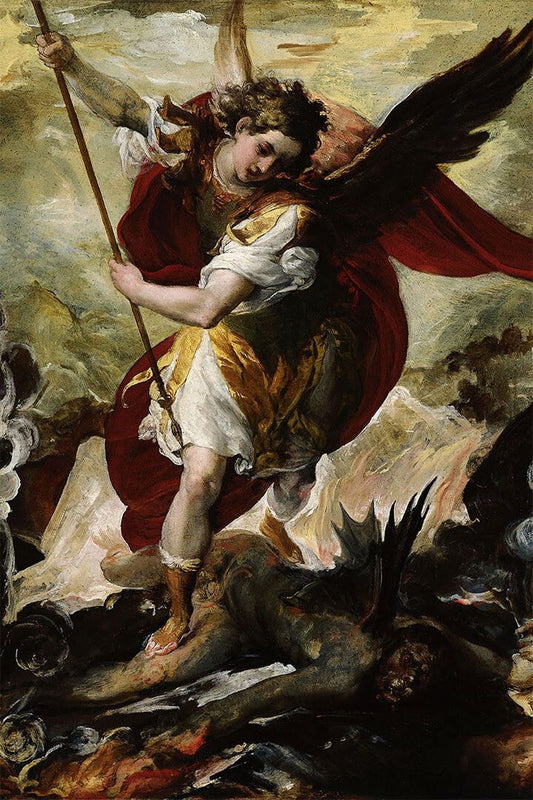 St Michael Psychedelic Illustration Slaying The Devil Wall Decor Jigsaw Puzzle