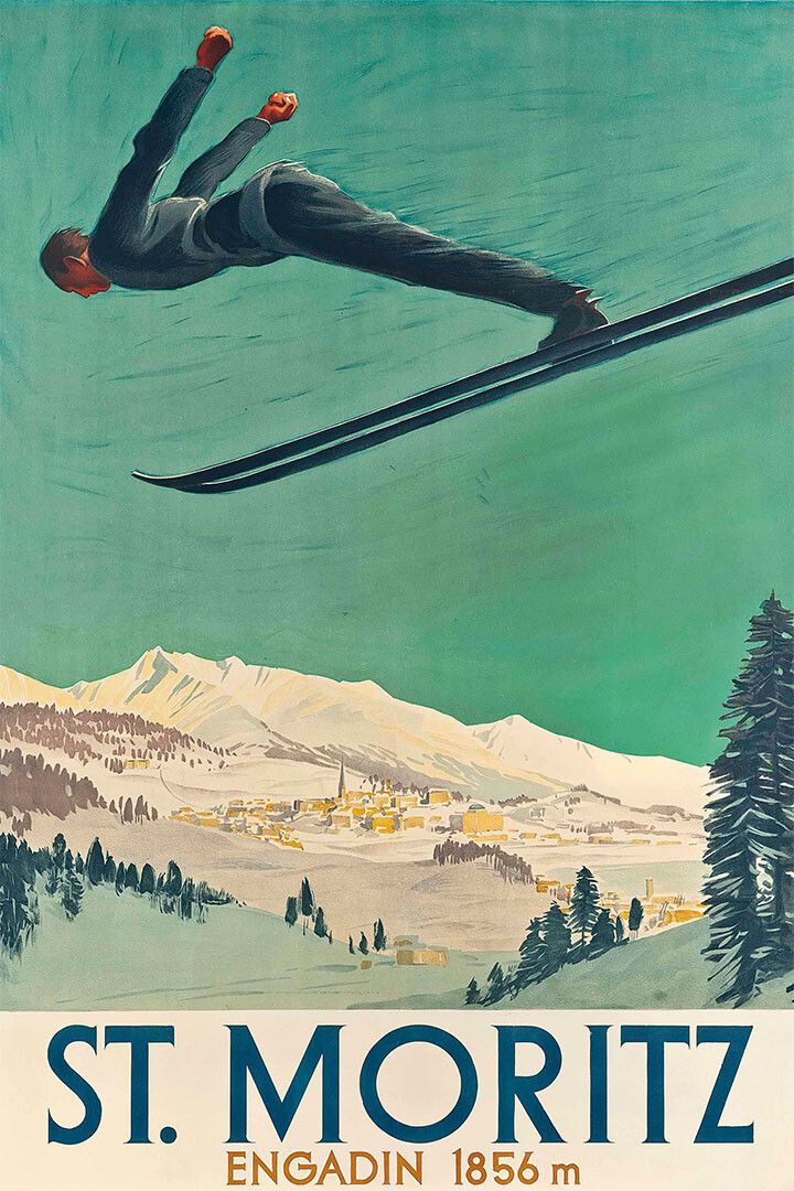 St Moritz 1924 Classic Vintage Style Switzerland Skiing Jigsaw Puzzle