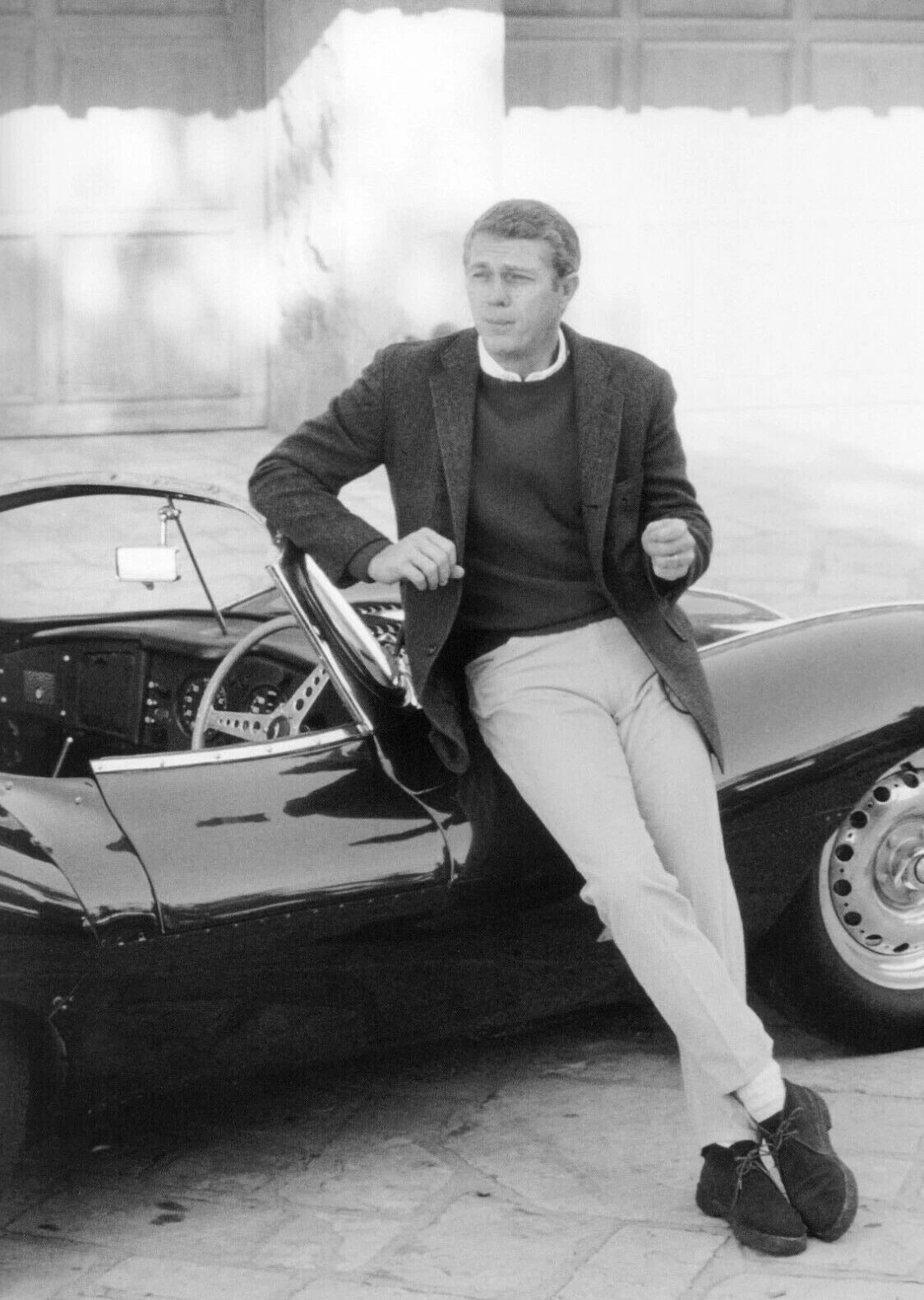 Steve Mcqueen Driving Jaguar Xk Ss In Film Lot Green Rat Magnet
