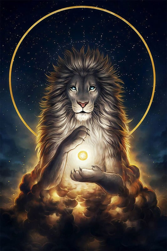 Stunning Abstract Lion Big White Cat Animal Print Jigsaw Puzzle
