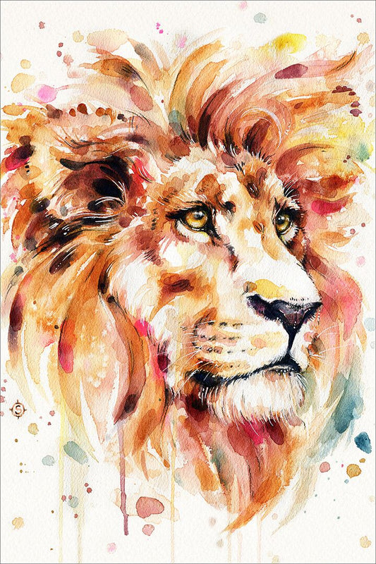 Stunning Abstract Lion Watercolor Painting Animal Print Jigsaw Puzzle