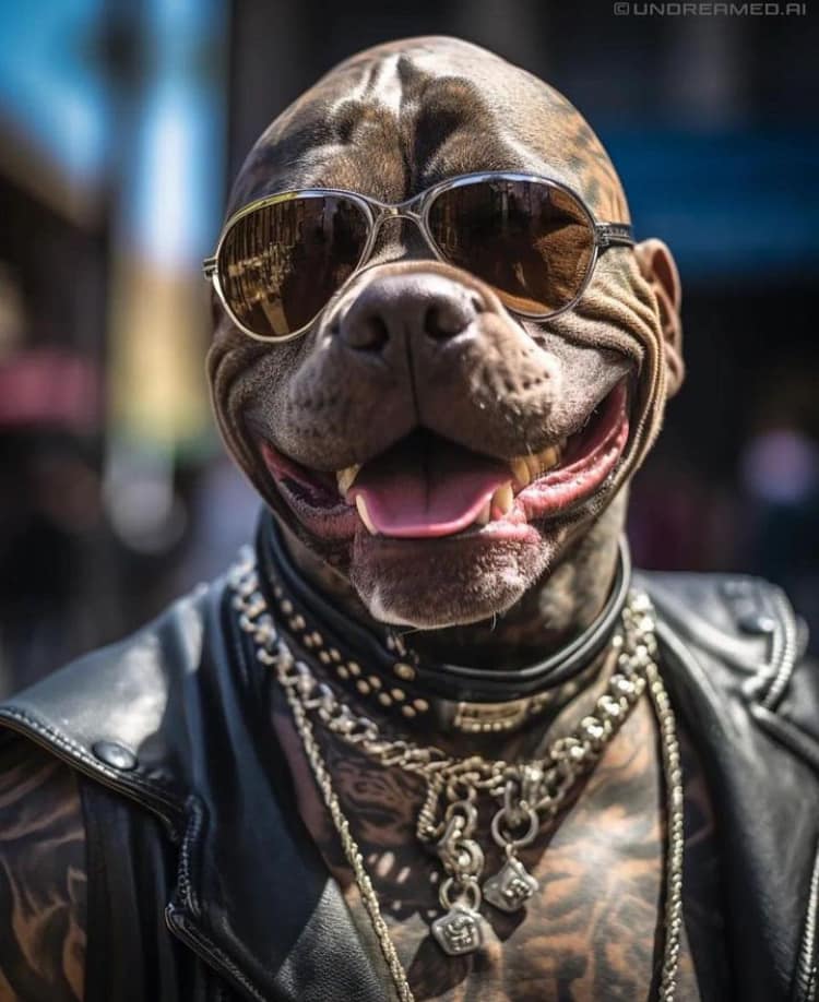 Stylish Pitbull Portrait Print Poster