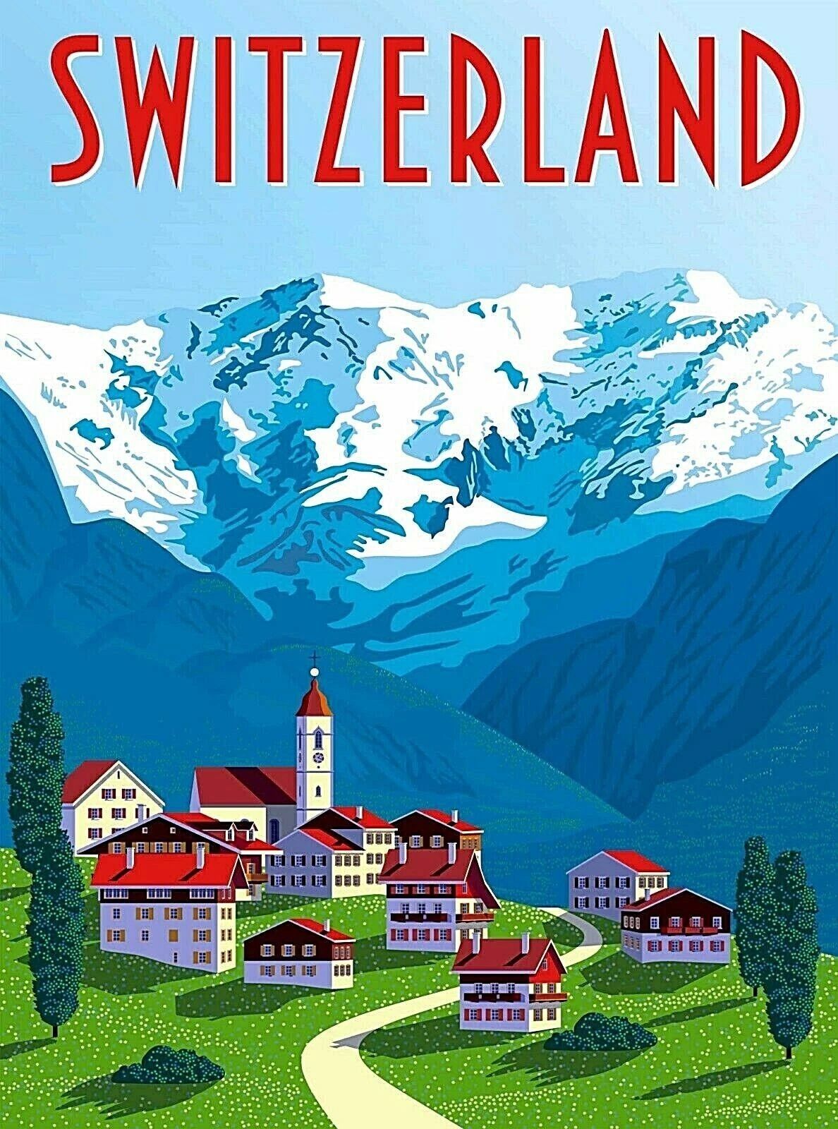 Suisse Swiss Switzerland Scenic Retro Travel Wall Decor Art 300 PCS Jigsaw