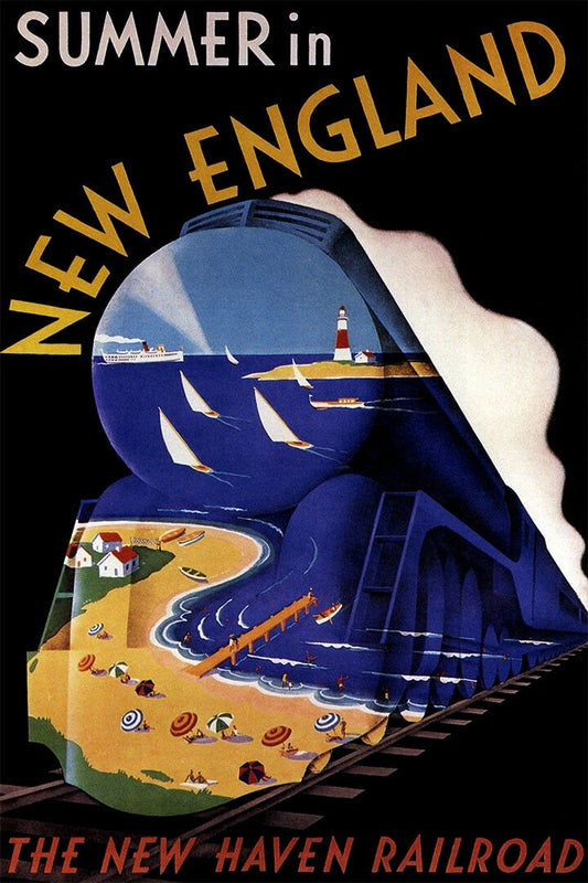 Summer In New England With Railroad Train Travel Wall Home Decor Jigsaw Puzzle