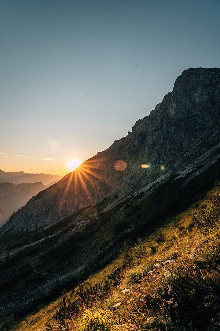 Sundown Behind Mountains Art Wall Decor Poster