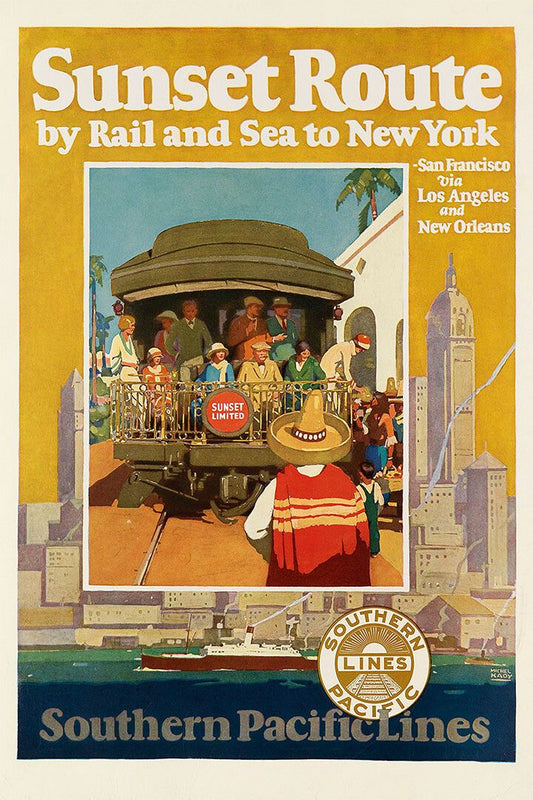 Sunset Route By Rail Southern Pacific Rr 1930S Vintage Jigsaw Puzzle