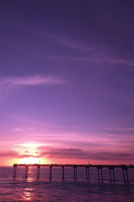 Sunset Sunrise On A Pier Beach Ocean Art Print Decor Jigsaw Puzzle