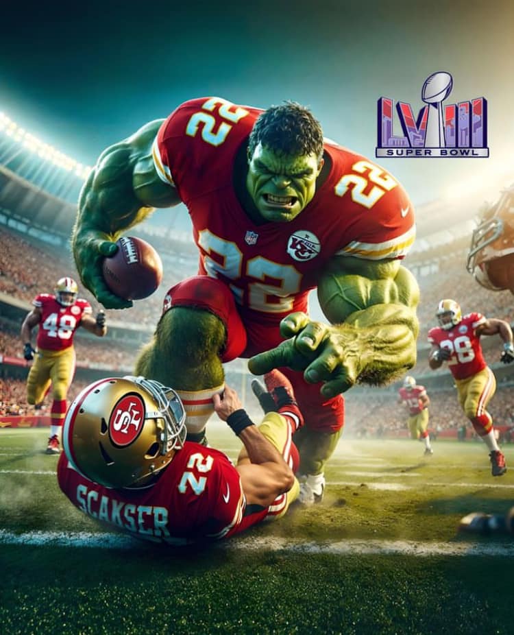 Superbowl Hulk Vs Player Print Poster