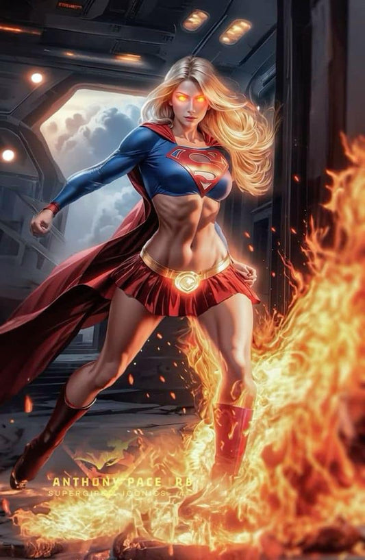Supergirl Action Scene Fire Print Poster