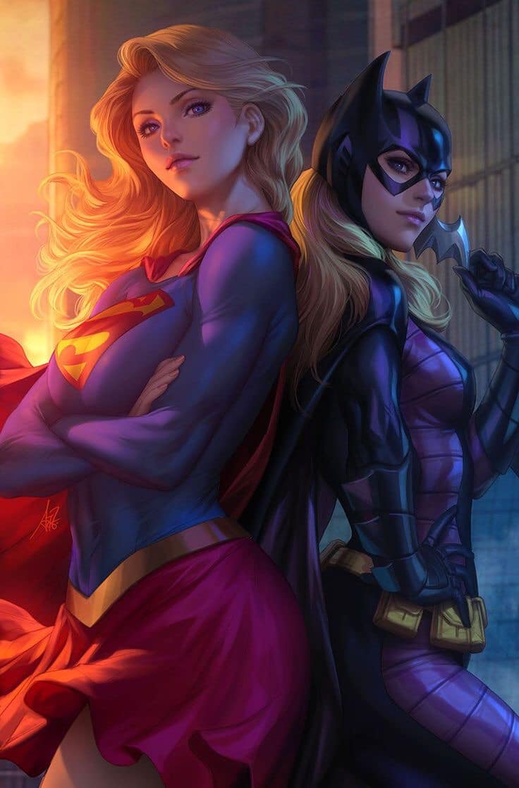 Supergirl Batgirl Portrait Print Poster